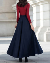 Load image into Gallery viewer, Wool skirt, Winter skirt, black skirt, long wool skirt, vintage skirt, high waist skirt, wool maxi skirt, elastic waist skirt Q0015