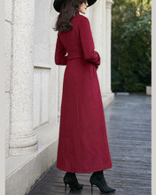 Load image into Gallery viewer, Women long jacket, wool coat, winter coat, jacket with belt, coat dress, long designer coat, warm coat, plus size coat Y0022