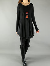 Load image into Gallery viewer, Women's Modal and Chiffon Tunic Dress/Modal Top/Chiffon Tunic for Women/Tunic Tops for Leggings/chiffon dress/modal t-shirt/long sleeve t-shirt(Y1819) - lijingshop