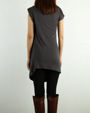 Load image into Gallery viewer, Women's modal cotton t-shirt/asymmetrical top/short sleeve top/casual tunic top/loose t-shirt/summer top/customized t-shirt(Y1940)