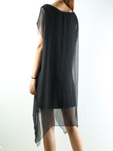 Load image into Gallery viewer, Women's modal layered Casual asymmetrical Tunic dress/Short Sleeves Chiffon Dress/Summer Silk Dress/Oversized dress(Q1941) - lijingshop