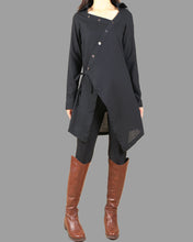 Load image into Gallery viewer, Linen Shirt for Women/Black Button Down Shirt/Asymmetric Blouse/ Plus Size shirt/Oversized Shirt/Collared Shirt(Y1710)