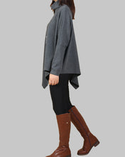 Load image into Gallery viewer, Bat sleeve top, cotton tunic top, high neck cotton t-shirt, oversized top,maternity clothing, asymmetrical tops(Y1079)