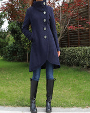 Load image into Gallery viewer, Women's Wool Cashmere Coat/ Button Down Jacket/Winter coat/Asymmetrical Overcoat/Plus Size Jacket/Casual Customized Jacket/oversized Coat(Y1225) - lijingshop