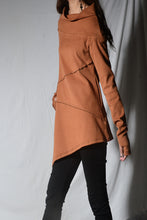 Load image into Gallery viewer, Women's cotton tunic top/cowl neck tunic dress with thumb hole/Asymmetrical tunic/oversized tunic top for leggings (Y1656) - lijingshop