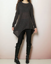 Load image into Gallery viewer, Asymmetrical knit tunic dress/Women's sweater dress/plus size hoodie/oversized tunic dress/casual customized top/Maternity dress/purple sweater (Q5101)