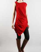 Load image into Gallery viewer, Asymmetrical Cotton Tank Top/Sleeveless Tunic Dress/cotton t-shirt/Customized shirt/Tunic Top for Leggings(Y1704S)