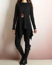 Load image into Gallery viewer, Oversized tunic dress/Asymmetrical knit tunic dress/Women's sweater dress/plus size hoodie/casual customized top/Maternity dress/purple sweater (Q5101)