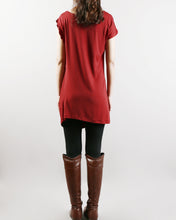 Load image into Gallery viewer, Women's asymmetrical top/modal cotton t-shirt/short sleeve top/casual tunic top/loose t-shirt/summer top/customized t-shirt(Y1940)