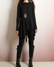 Load image into Gallery viewer, Women's sweater dress/asymmetrical knit tunic dress/plus size hoodie/oversized tunic dress/casual customized top/Maternity dress/purple sweater (Q5101)