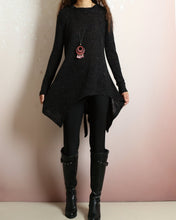 Load image into Gallery viewer, Asymmetrical knit tunic dress/Women's sweater dress/plus size hoodie/oversized tunic dress/casual customized top/Maternity dress/purple sweater (Q5101)