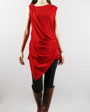 Load image into Gallery viewer, Asymmetrical Cotton Tank Top/Sleeveless Tunic Dress/cotton t-shirt/Customized shirt/Tunic Top for Leggings(Y1704S)