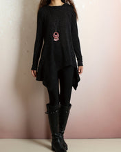 Load image into Gallery viewer, Oversized tunic dress/Asymmetrical knit tunic dress/Women's sweater dress/plus size hoodie/casual customized top/Maternity dress/purple sweater (Q5101)