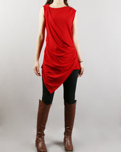 Load image into Gallery viewer, Sleeveless tops/Tunic top for women/Asymmetrical Cotton Tank Top/cotton t-shirt/Customized shirt/Tunic Top for Leggings(Y1704S)