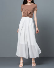 Load image into Gallery viewer, Wide leg pants, Ankle length pants, Women's chiffon pants, black skirt pants, high waist, light weight pants, customize pants P0027