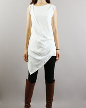 Load image into Gallery viewer, Asymmetrical Cotton Tank Top/Sleeveless tops/Tunic top for women/cotton t-shirt/Customized shirt/Tunic Top for Leggings(Y1704S)