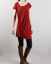 Load image into Gallery viewer, Women's asymmetrical top/modal cotton t-shirt/short sleeve top/casual tunic top/loose t-shirt/summer top/customized t-shirt(Y1940)