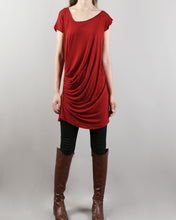 Load image into Gallery viewer, Women's asymmetrical top/modal cotton t-shirt/short sleeve top/casual tunic top/loose t-shirt/summer top/customized t-shirt(Y1940)