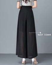Load image into Gallery viewer, Women's Wide leg pants, chiffon skirt pants, black skirt pants, high waist, light weight pants, brown pants, customize pants P0025