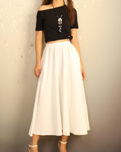 Load image into Gallery viewer, Elastic waist skirt, Midi linen skirt, Boho skirt with pockets, high waist skirt, flared skirt(Q1065)