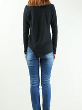 Load image into Gallery viewer, Women's Asymmetrical top/Cotton t-shirt/Long Sleeves Top/Crew Neck T-shirt/Customized Plus Size Clothing(Y1821) - lijingshop