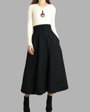 Load image into Gallery viewer, Women's wool skirt/elastic waist skirt/winter skirt/flared skirt/maxi skirt/ankle length skirt(Q1099)