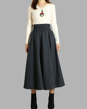 Load image into Gallery viewer, Women's wool skirt/elastic waist skirt/winter skirt/flared skirt/maxi skirt/ankle length skirt(Q1099)