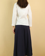 Load image into Gallery viewer, Linen top, long sleeve shirt, white Chinese style top, antiquity tops, linen blouse, t-shirt with ties(Y1063)