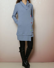 Load image into Gallery viewer, Rib knit top, Cotton tunic dress with thumbhole, cotton tunic dress, long sleeve tunic, tunic top for leggings,lightweight sweater (Y2169)