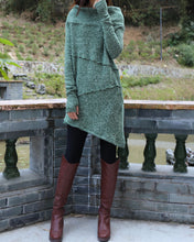 Load image into Gallery viewer, Pullover sweater, off shoulder sweaters, Cowl neck sweater, tunic dress, oversized sweaters with thumb holes, long sweaters (Y1112)