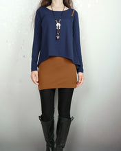 Load image into Gallery viewer, Women's false 2 pieces top/asymmetrical tunic dress/cotton tunic top/plus size top/oversized t-shirt/customized dress (Y1919)