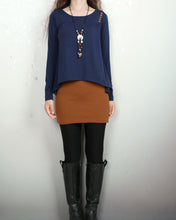 Load image into Gallery viewer, Women's asymmetrical tunic dress/cotton tunic top/plus size top/oversized t-shirt/false 2 pieces top/customized dress (Y1919)