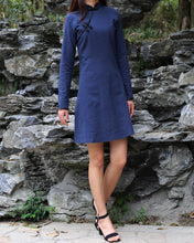 Load image into Gallery viewer, Long sleeve dress, Cheongsam dress, Linen dress, Chinese Vintage dress, Asian style lace dress, Modern Cheongsam, Qipao dress(Q1058L)