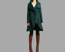 Load image into Gallery viewer, Button Down Jacket/Winter coat/Asymmetrical Overcoat/ Women's Wool Cashmere Coat/Plus Size Jacket/Casual Customized Jacket/oversized Coat(Y1225)