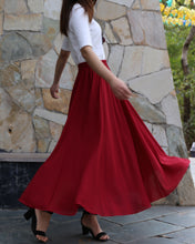 Load image into Gallery viewer, Women's maxi skirt, elastic waist skirt, chiffon skirt, long skirt, A-line skirt, customized summer skirt(Q2021)