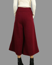 Load image into Gallery viewer, Wool wide leg pants, loose pants, Cropped pants, black trousers, mid-calf length pants, handmade winter pants(K1908)