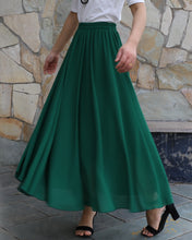 Load image into Gallery viewer, Women's chiffon skirt, maxi skirt, elastic waist skirt, long skirt, A-line skirt, customized summer skirt(Q2021)
