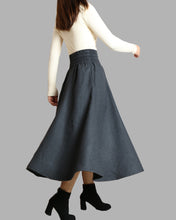 Load image into Gallery viewer, Women's wool skirt/elastic waist skirt/winter skirt/flared skirt/maxi skirt/ankle length skirt(Q1099)