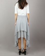 Load image into Gallery viewer, Women's asymmetrical skirt, chiffon skirt, elastic waist skirt, customized summer skirt(Q1004)