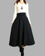 Load image into Gallery viewer, Women's elastic waist skirt/winter skirt/wool skirt/flared skirt/maxi skirt/ankle length skirt(Q1099)