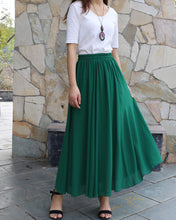 Load image into Gallery viewer, Women's chiffon skirt, maxi skirt, elastic waist skirt, long skirt, A-line skirt, customized summer skirt(Q2021)