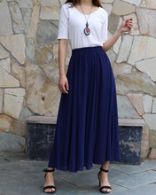 Load image into Gallery viewer, Women's long skirt, maxi skirt, elastic waist skirt, chiffon skirt, A-line skirt, customized summer skirt(Q2021)