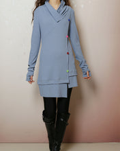 Load image into Gallery viewer, Cotton tunic dress, Rib knit top, Cotton tunic dress with thumbhole, long sleeve tunic, tunic top for leggings,lightweight sweater (Y2169)