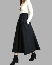 Load image into Gallery viewer, Women's elastic waist skirt/winter skirt/wool skirt/flared skirt/maxi skirt/ankle length skirt(Q1099)