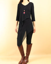 Load image into Gallery viewer, Women's Chiffon and Modal Tunic Dress, Asymmetrical Dress, 3/4 Sleeve Tunic top, Customized Dress, White dress, Casual t-shirt, half sleeve top(Q1997a)