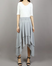 Load image into Gallery viewer, Women's asymmetrical skirt, chiffon skirt, elastic waist skirt, customized summer skirt(Q1004)
