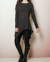 Load image into Gallery viewer, Oversized tunic dress/Asymmetrical knit tunic dress/Women's sweater dress/plus size hoodie/casual customized top/Maternity dress/purple sweater (Q5101)