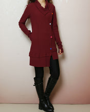 Load image into Gallery viewer, Cotton tunic dress, Rib knit top, Cotton tunic dress with thumbhole, long sleeve tunic, tunic top for leggings,lightweight sweater (Y2169)