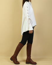 Load image into Gallery viewer, Women's linen shirt/Bell Sleeves Shirt tunic dress/Cotton Linen blouse/long sleeve shirt(Y20171)