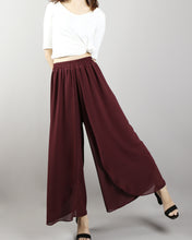 Load image into Gallery viewer, Elastic Waist Pants/Womens Chiffon Skirt Pants/Wide Leg trousers/High Waist Loose Trousers/Layered Flowy Pants/Black Pants(K1006)